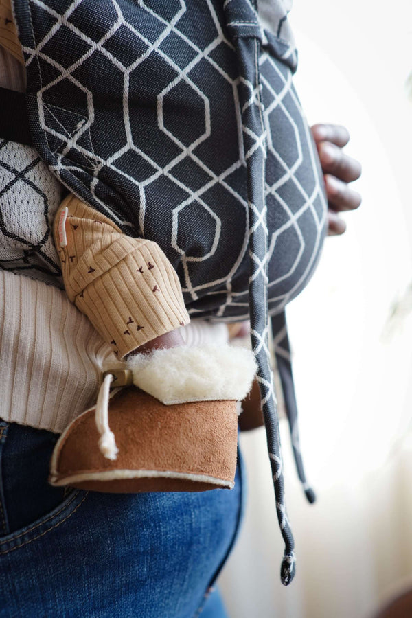 Wollen Slofje - Velours - Espresso Baby