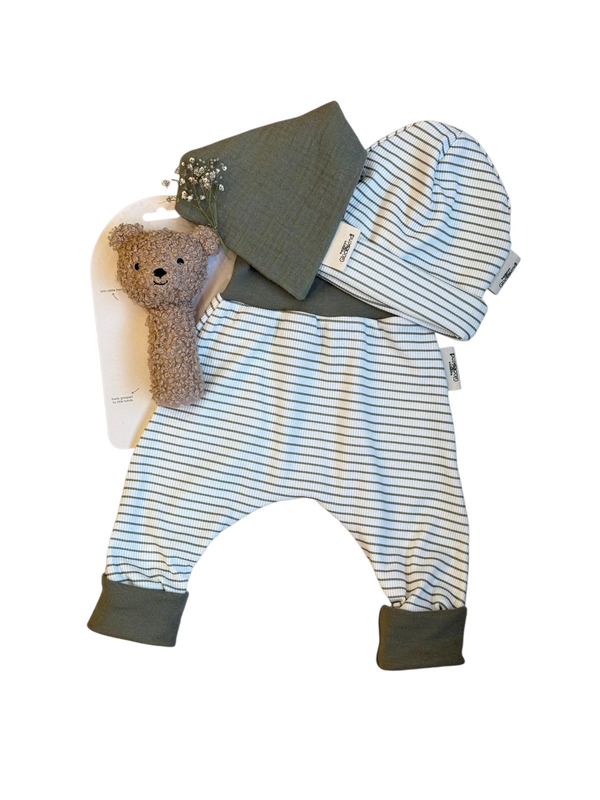 Babyset 4-teilig, handmade, oliv